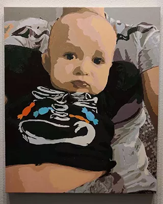 Baby featured in a custom paint by numbers portrait