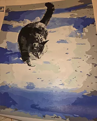Cherished cat photo transformed into a custom canvas