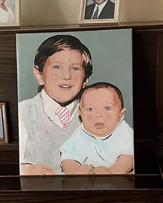 Cherished photo of two young brothers recreated as artwork