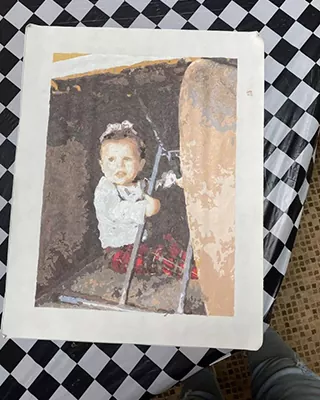 Childhood memory recreated as a custom paint by numbers portrait