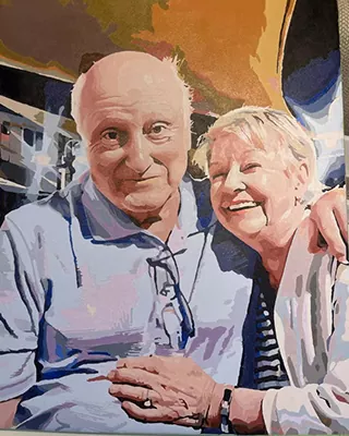 Custom Diamond Painting couple portrait of two seniors smiling and embracing