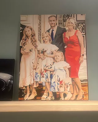 Custom family paint by numbers portrait of parents and three children