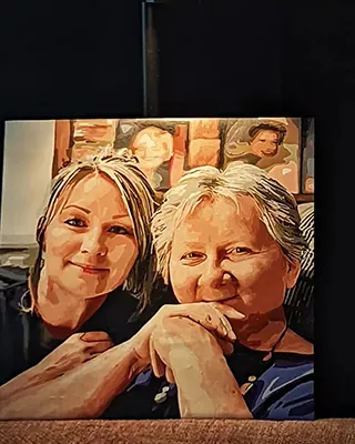 Custom family portrait of two women smiling together