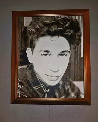 Custom portrait of a young man in a classic black and white style