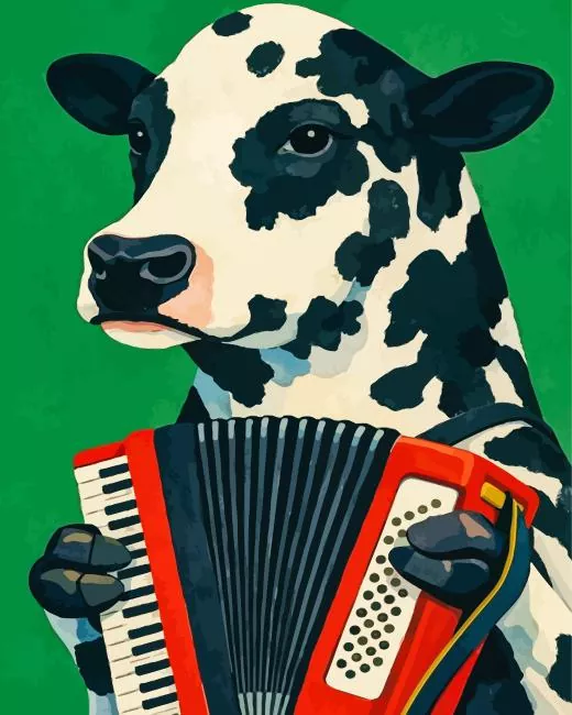 Musician Cow paint by number Musician Cow Paint By Numbers