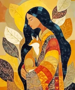 Native Lady And Fox Paint By Numbers