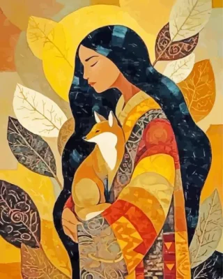 Native Lady And Fox Paint By Numbers