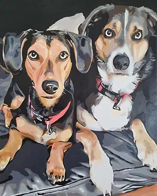Two best friends Dogs in a custom paint by numbers pet portrait