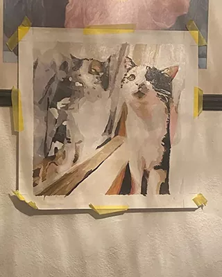Two cats captured together in a custom paint by numbers portrait