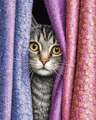 Curtain Cat Paint By Numbers