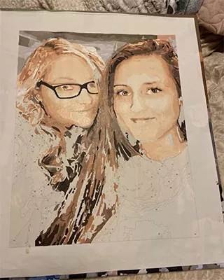 progress custom portrait of two women smiling together