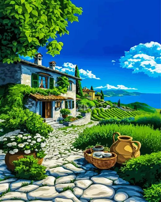 A Mediterranean villa Diamond Painting Kit A Mediterranean Villa Paint By Numbers