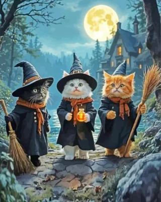Cat Witches Paint By Numbers 