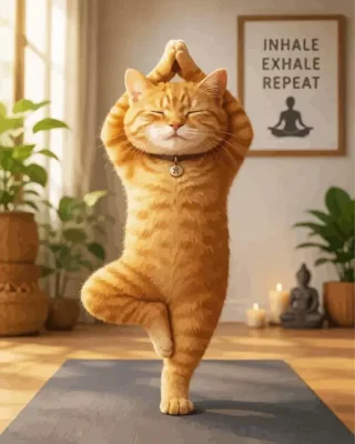 Cute Cat Doing Yoga Paint By Numbers 
