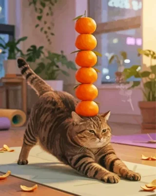 Tabby Cat Stretching Paint By Numbers