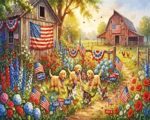 4th Of July Farm Paint By Numbers