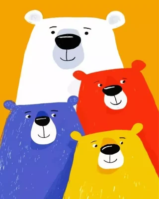 Colorful Bears Paint By Numbers