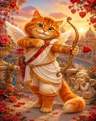 Cupid Cat Paint By Numbers 
