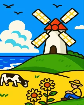 Peaceful Farm Landscape Paint By Numbers