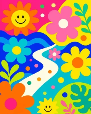 Retro Groovy Illustrations Paint By Numbers